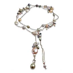 Pastel Pearl Long Lariat Necklace